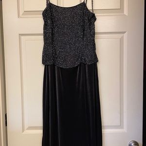 Charcoal Velvet and Beaded Gown